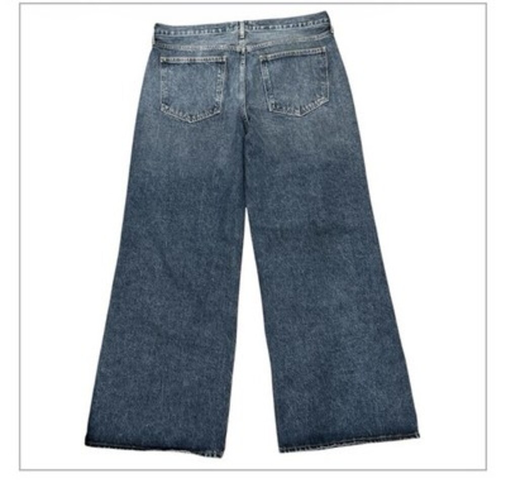 Agolde Arc Wide-Leg Denim Jeans Short Wave Dark Indigo Size 32 - Picture 2 of 9
